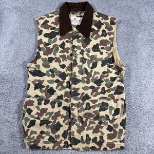 Bellfield Hunting Canvas Vest Mens Small Duck Camo Corduroy Collar Utility Somoa